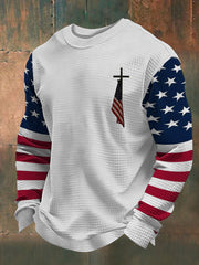 Men's Cross Flag Waffle Crewneck Sweatshirt