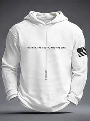 Men's Jesus The Way The Truth The Life Cross Waffle Hooded Sweatshirt