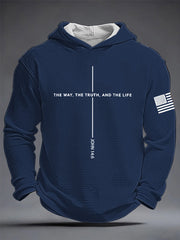 Men's Jesus The Way The Truth The Life Cross Waffle Hooded Sweatshirt