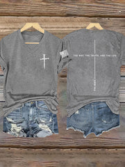 Women's Jesus The Way The Truth The Life John 14:6 Christian Cross Short Sleeve T-Shirt