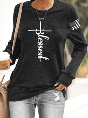 Women's Belssed USA Flag Print Casual Sweatshirt