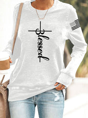 Women's Belssed USA Flag Print Casual Sweatshirt