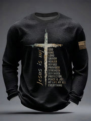 Men's Jesus Cross Waffle Long Sleeve T-Shirt