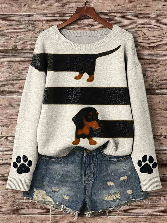 Women's Dachshund Dog Art Print  Pullover Sweater