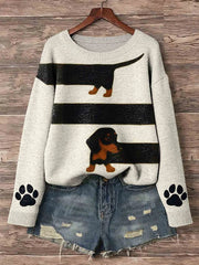 Women's Dachshund Dog Art Print  Pullover Sweater