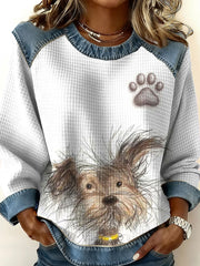 Women's Dog Art Print Casual Top