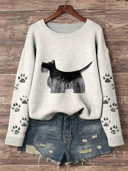 Women's Scottish Terrier Dog Art Print Pullover Sweater