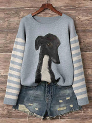 Women's Greyhound Dog Art Print Crew Neck sweater