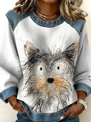 Women's Dog Art Print Casual Top