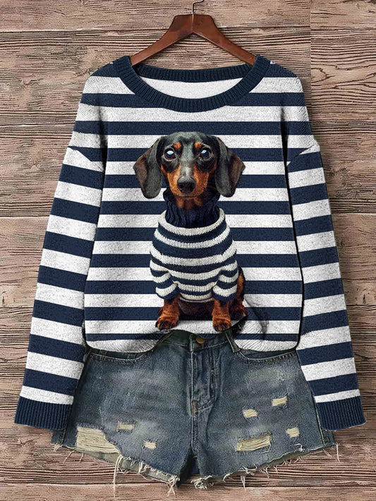 Women's Dachshund Dog Art Print Pullover Sweater
