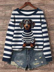 Women's Dachshund Dog Art Print Pullover Sweater
