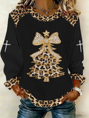 Women's Christmas Cross Print Casual Top