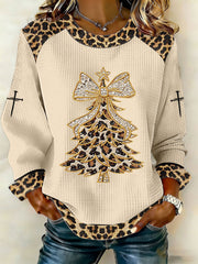Women's Christmas Cross Print Casual Top