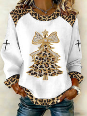 Women's Christmas Cross Print Casual Top