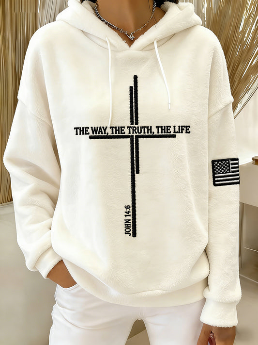 Women's The Way The Truth & The Life John 14:6 Cross Flannel Hoodie