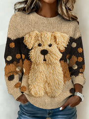 Women's Cute Dog Print Casual Sweater