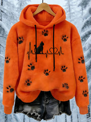 Women's Flannel Cat Paws Print Hoodie