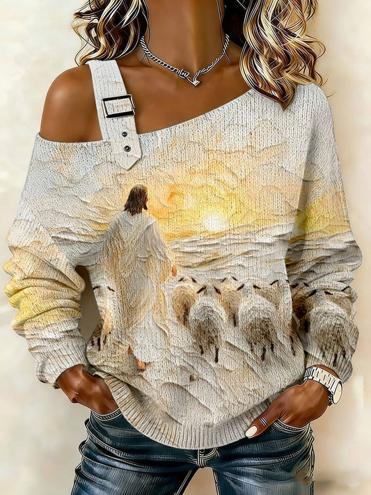 Women's Jesus Print Casual Top