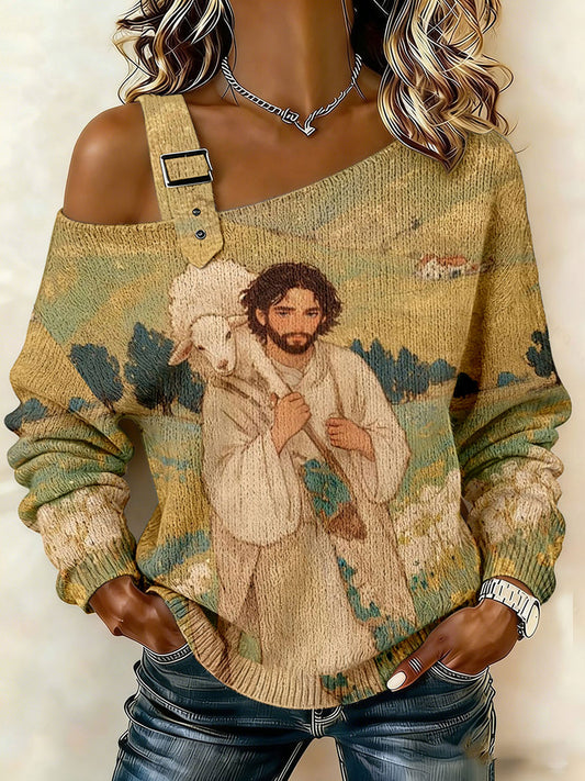 Women's Jesus Print Casual Top