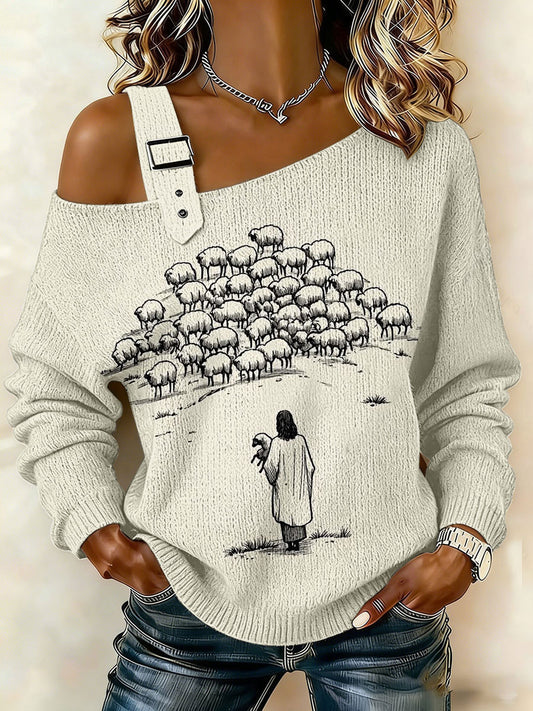 Women's Jesus Print Casual Top