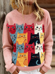Women's Cute Cats Print Casual Sweater
