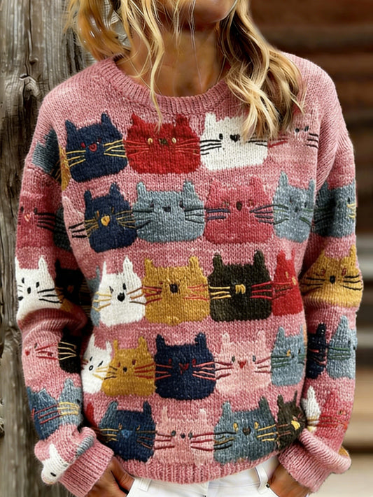 Women's Cute Cats Print Casual Sweater