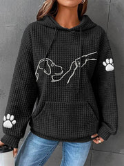 Women's Dog Paw Print Dog Lovers Casual Waffle Hoodie