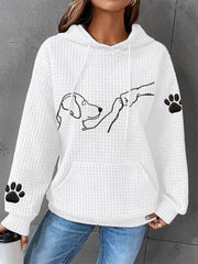 Women's Dog Paw Print Dog Lovers Casual Waffle Hoodie