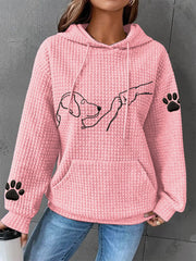 Women's Dog Paw Print Dog Lovers Casual Waffle Hoodie