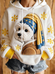 Women's Dog Art Print Casual Hoodie