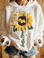 Women's Dog Art Print Casual Hoodie