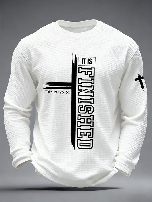 Men's It Is Finished Waffle Print Casual T-Shirt
