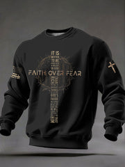 Men's Faith Over Fear Print Casual Sweatshirt