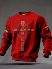 Men's Faith Over Fear Print Casual Sweatshirt