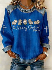 Women's The Lord Is My Shepherd Denim Patchwork Top