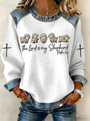 Women's The Lord Is My Shepherd Denim Patchwork Top