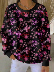 Women's Cross Floral Christian Tops