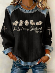 Women's The Lord Is My Shepherd Denim Patchwork Top