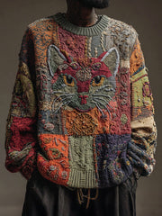 Men's Cat Art Vintage Tops