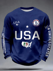 Men's USA Winter Sports 2026 Printed Waffle Long Sleeve T-Shirt
