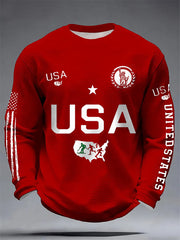 Men's USA Winter Sports 2026 Printed Waffle Long Sleeve T-Shirt