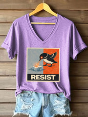 Women's Abolish ICE Loon Print V-Neck T-Shirt