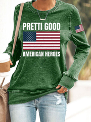 Women's Pretti Good American Heroes Polyester Waisted Sweatshirt