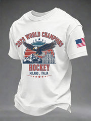 Men's American Hockey Printed Casual T-Shirt
