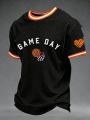 Men's Game Day Print March Madness Basketball Lovers Casual  Waffle Short Sleeve T-shirt