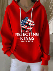 Women's No Kings Print Casual Hoodie
