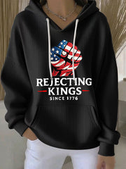 Women's No Kings Print Casual Hoodie