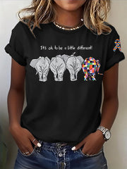 Women's Casual Autism Awareness T-shirt