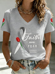 Women's Parkinson's Awareness Print T-shirt