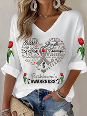 Women's Parkinson's Awareness Print T-Shirt